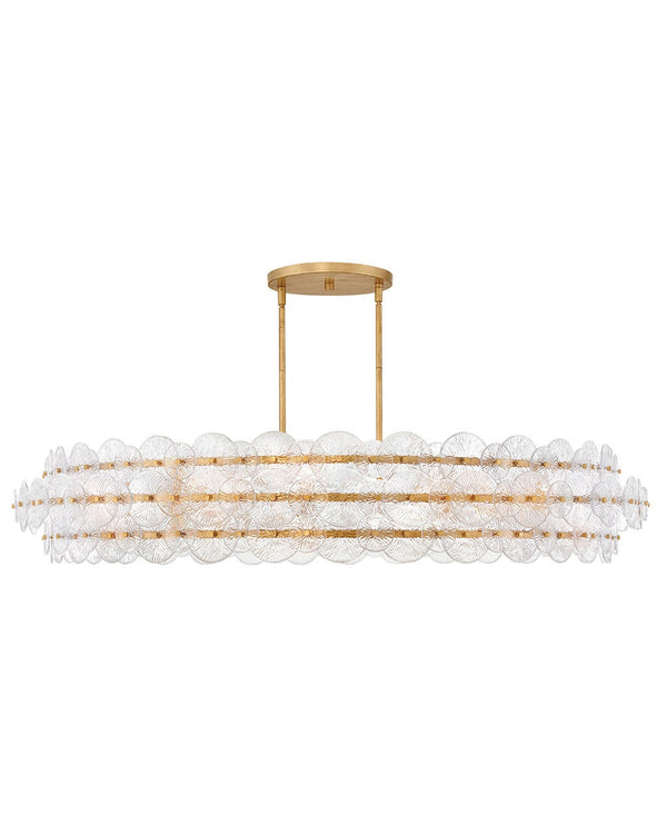 Rene 60" Ten Lights Extra Large Drum Chandelier, Distressed Brass