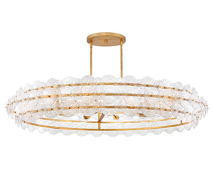 Rene 60" Ten Lights Extra Large Drum Chandelier, Distressed Brass