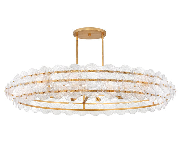 Rene 60" Ten Lights Extra Large Drum Chandelier, Distressed Brass