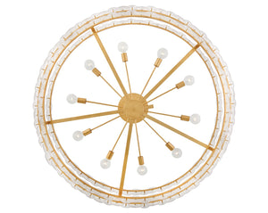 Rene 60" Ten Lights Extra Large Drum Chandelier, Distressed Brass