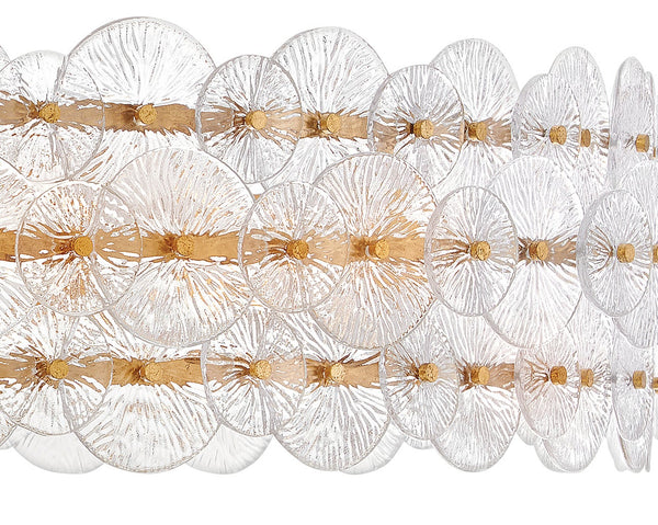 Rene 60" Ten Lights Extra Large Drum Chandelier, Distressed Brass