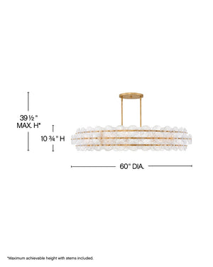 Rene 60" Ten Lights Extra Large Drum Chandelier, Distressed Brass