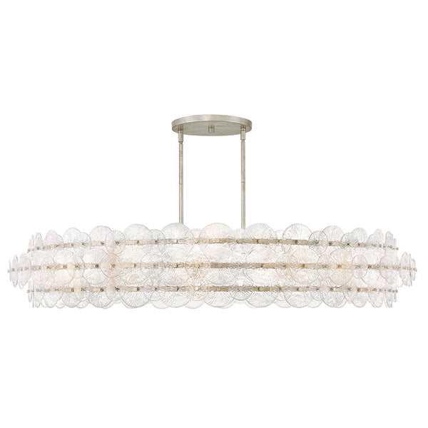 Rene 60" Ten Lights Extra Large Drum Chandelier, Glacial