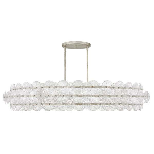 Rene 60" Ten Lights Extra Large Drum Chandelier, Glacial