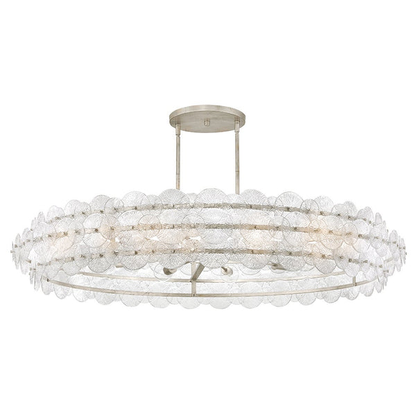 Rene 60" Ten Lights Extra Large Drum Chandelier, Glacial