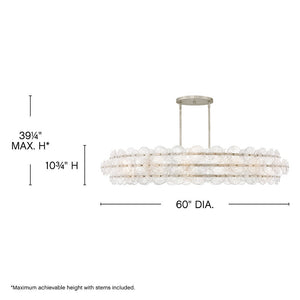 Rene 60" Ten Lights Extra Large Drum Chandelier, Glacial