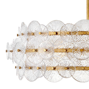 Rene 30" Six Lights Medium Drum Chandelier, Distressed Brass