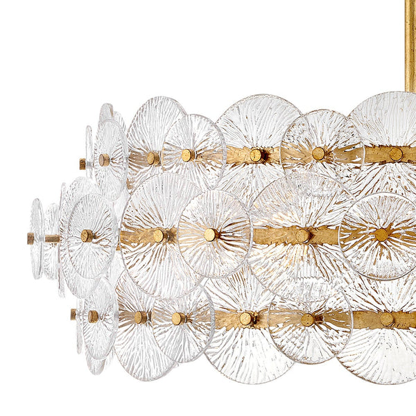 Rene 30" Six Lights Medium Drum Chandelier, Distressed Brass