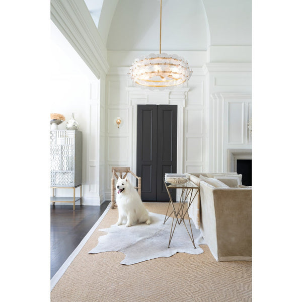 Rene 30" Six Lights Medium Drum Chandelier, Distressed Brass