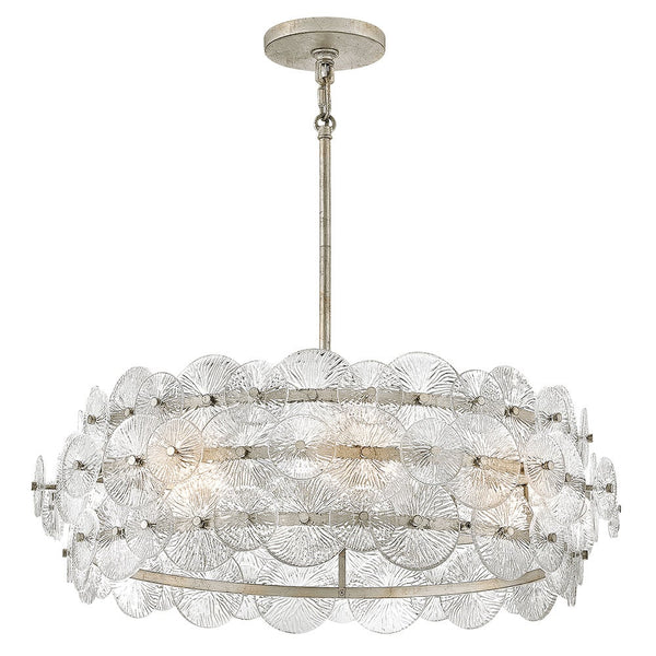 Rene 30" Six Lights Medium Drum Chandelier, Glacial