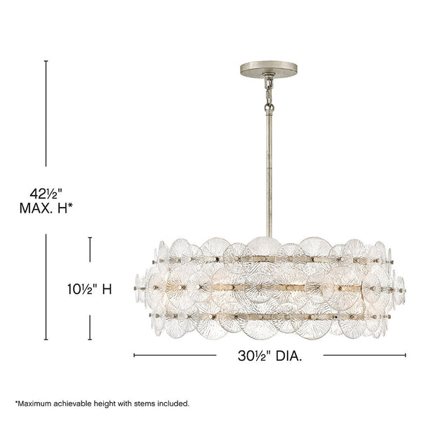 Rene 30" Six Lights Medium Drum Chandelier, Glacial
