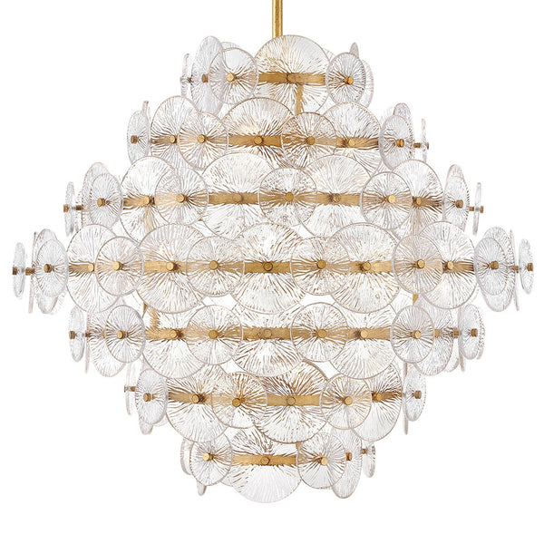 Rene 30" Sixteen Lights Medium Multi Tier Chandelier, Distressed Brass