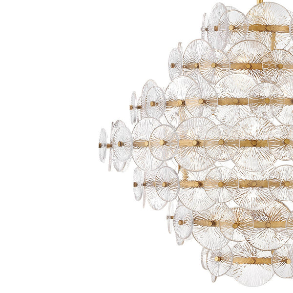 Rene 30" Sixteen Lights Medium Multi Tier Chandelier, Distressed Brass