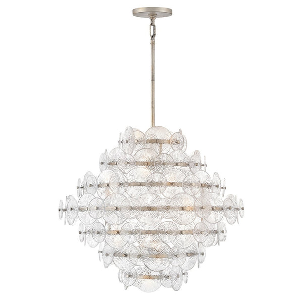 Rene 30" Sixteen Lights Medium Multi Tier Chandelier, Glacial