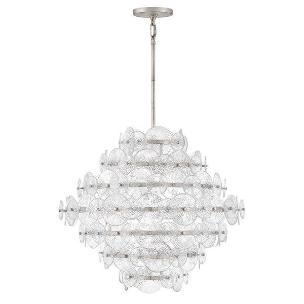Rene 30" Sixteen Lights Medium Multi Tier Chandelier, Glacial