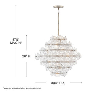 Rene 30" Sixteen Lights Medium Multi Tier Chandelier, Glacial