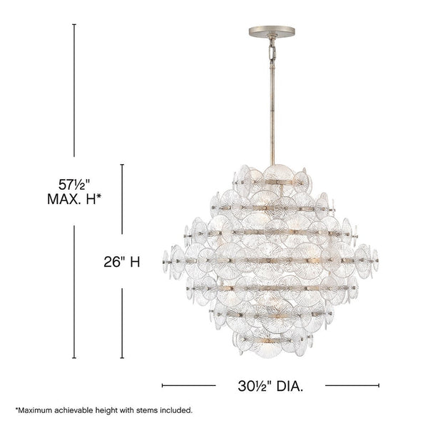 Rene 30" Sixteen Lights Medium Multi Tier Chandelier, Glacial