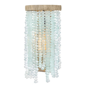 Dune 8" One Light Medium Sconce, Burnished Gold / Blue Sea Glass