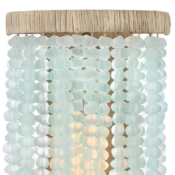 Dune 8" Medium Single Light Sconce, Burnished Gold / Blue Sea Glass