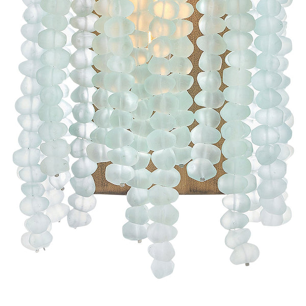 Dune 8" Medium Single Light Sconce, Burnished Gold / Blue Sea Glass
