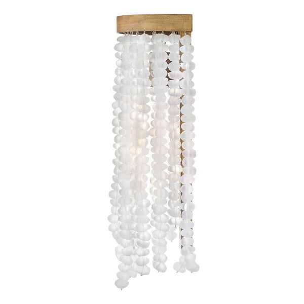 Dune 8" Medium Single Light Sconce, Burnished Gold / Soft White Sea Glass