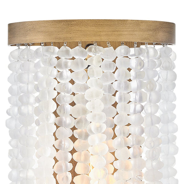 Dune 8" Medium Single Light Sconce, Burnished Gold / Soft White Sea Glass