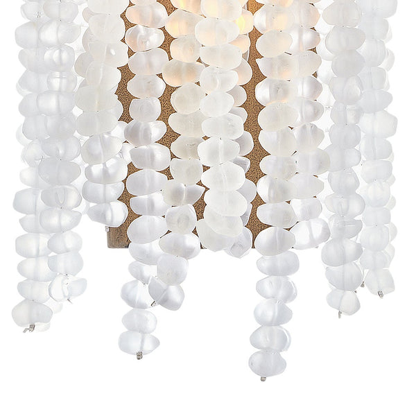 Dune 8" Medium Single Light Sconce, Burnished Gold / Soft White Sea Glass