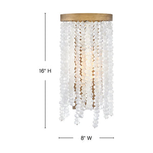 Dune 8" One Light Medium Sconce, Burnished Gold / Soft White Sea Glass
