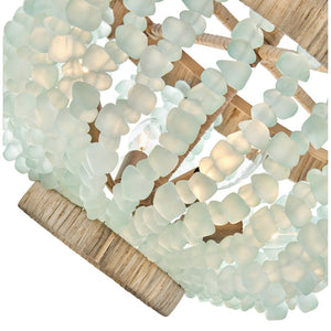 Dune 16" Four Lights Medium Semi-Flush Mount, Burnished Gold / Blue Sea Glass