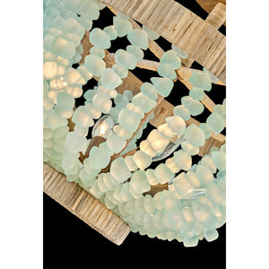 Dune 16" Four Lights Medium Semi-Flush Mount, Burnished Gold / Blue Sea Glass