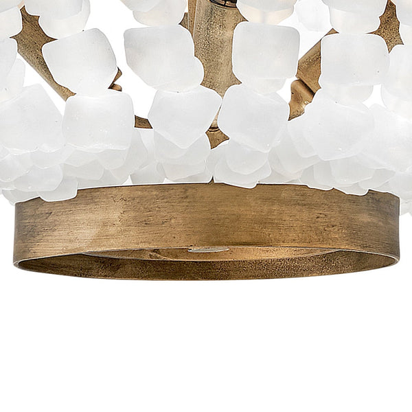 Dune 16" Four Lights Medium Semi-flush Mount, Burnished Gold / Soft White Sea Glass
