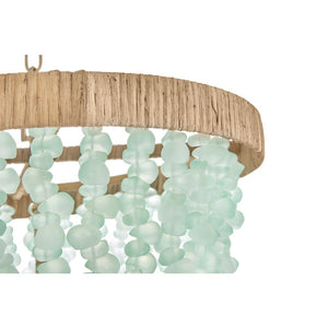 Dune 18" Four Lights Large Pendant, Burnished Gold / Blue Sea Glass