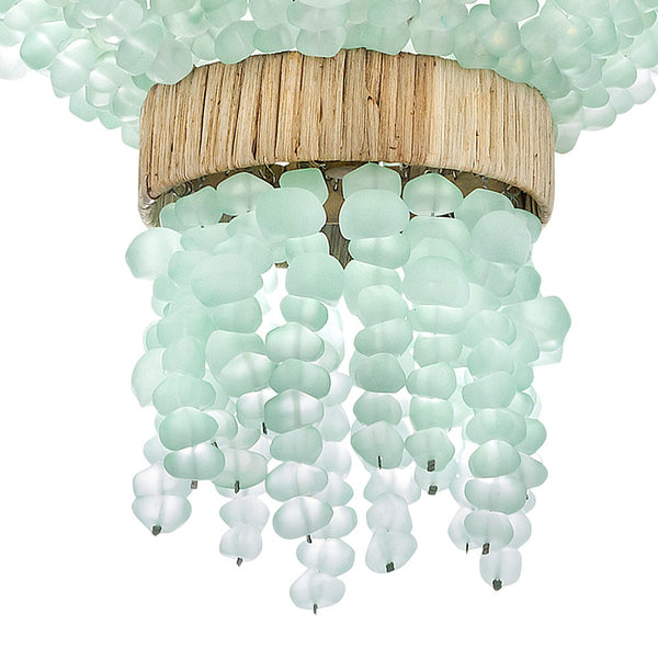 Dune 18" Four Lights Large Pendant, Burnished Gold / Gold Blue Sea Glass