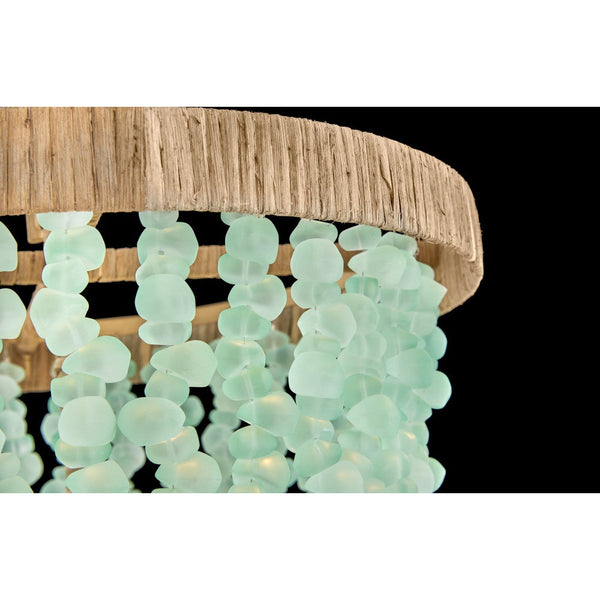 Dune 18" Four Lights Large Pendant, Burnished Gold / Gold Blue Sea Glass