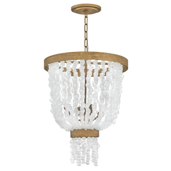 Dune 18" Four Lights Large Pendant, Burnished Gold / Soft White Sea Glass