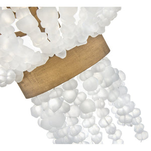 Dune 18" Four Lights Large Pendant, Burnished Gold / Soft White Sea Glass
