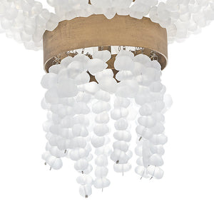 Dune 18" Four Lights Large Pendant, Burnished Gold / Soft White Sea Glass