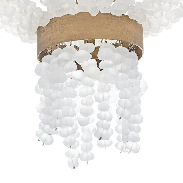 Dune 18" Four Lights Large Pendant, Burnished Gold / Soft White Sea Glass