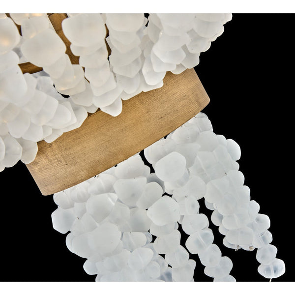 Dune 18" Four Lights Large Pendant, Burnished Gold / Soft White Sea Glass