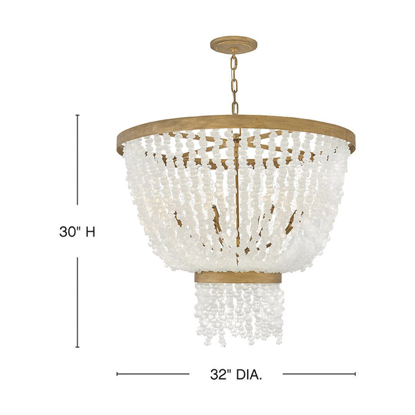 Dune 32" Eight Lights Medium Single Tier Chandelier, Burnished Gold