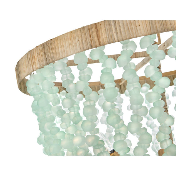 Dune 25" Six Lights Medium Single Tier Chandelier, Burnished Gold / Gold Blue Sea Glass