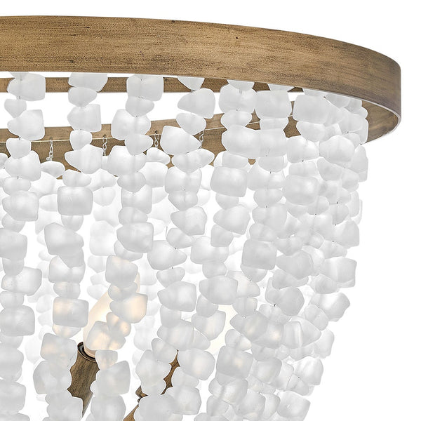 Dune 25" Six Lights Medium Single Tier Chandelier, Burnished Gold / Soft White Sea Glass