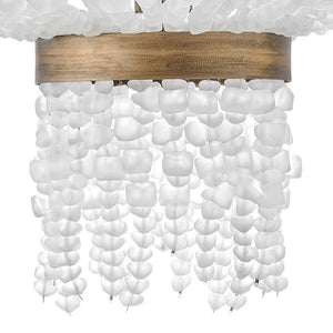 Dune 25" Six Lights Medium Single Tier Chandelier, Burnished Gold / Soft White Sea Glass
