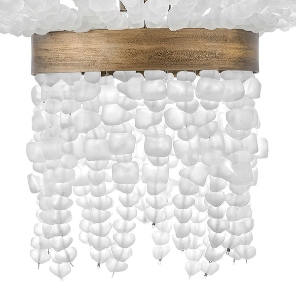 Dune 25" Six Lights Medium Single Tier Chandelier, Burnished Gold / Soft White Sea Glass