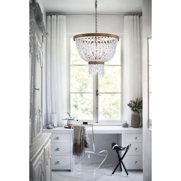 Dune 25" Six Lights Medium Single Tier Chandelier, Burnished Gold / Soft White Sea Glass