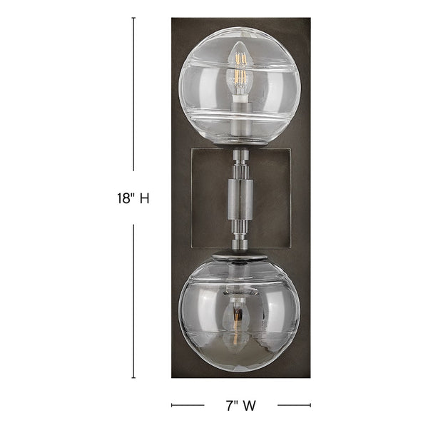 Oberon 7" Two Lights Medium Sconce, Black Oxide