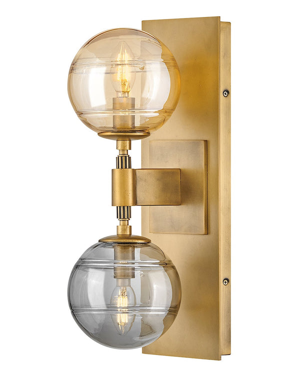Oberon 7" Two Lights Medium Sconce, Heritage Brass