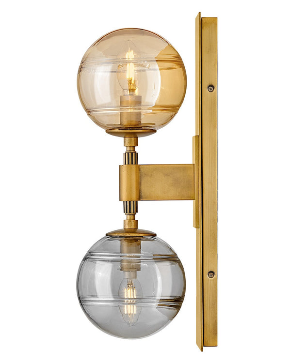 Oberon 7" Two Lights Medium Sconce, Heritage Brass