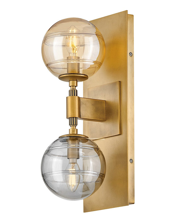 Oberon 7" Two Lights Medium Sconce, Heritage Brass