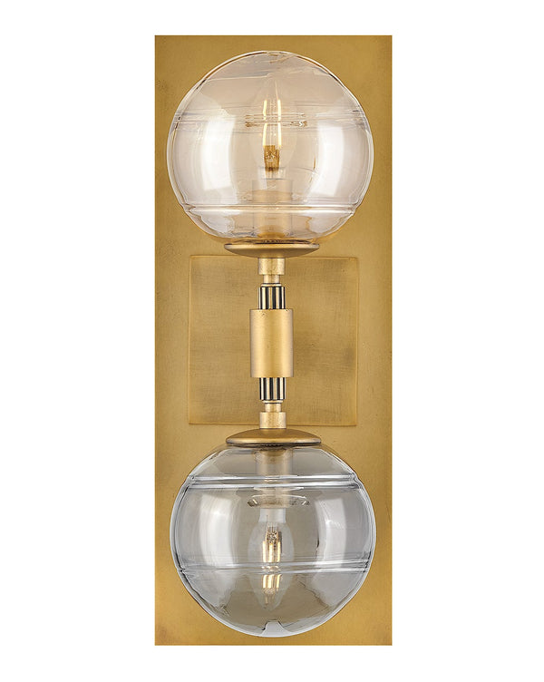Oberon 7" Two Lights Medium Sconce, Heritage Brass